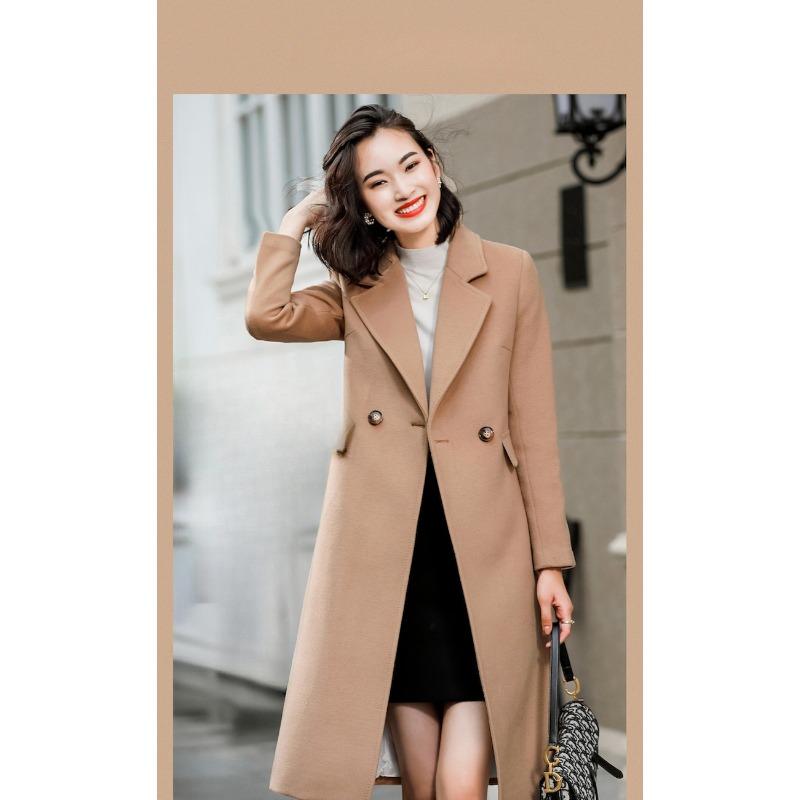 Осенне-зимнее одинарное толстое шерстяное женское пальто, удлиненное пальто
