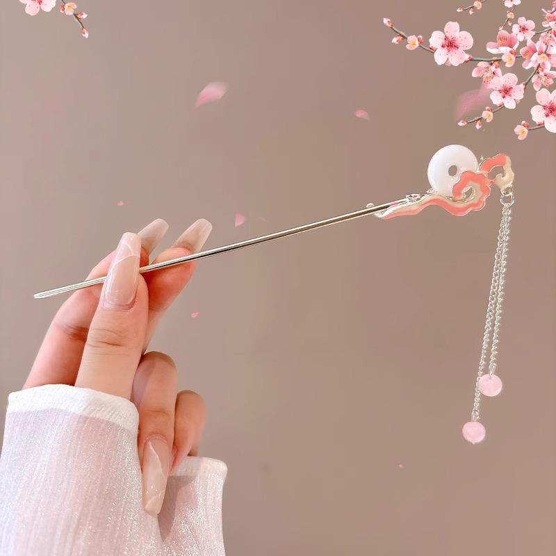 Romantic Chinese Style Hair Accessories For Women Girls Sweet Versatile Flower Tassel Hairpin Simple High-End Hair Stick Gifts