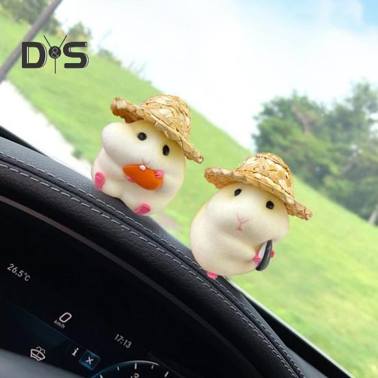 Экологичная скульптура хомяка в соломенной шляпе. Уникальная автоматическая миниатюрная скульптура хомяка-еда.