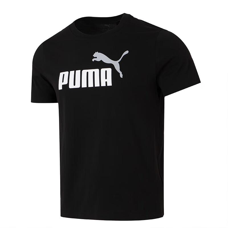 Puma Логотип Спорт Повседневный Удобный Дышащий Футболка с коротким рукавом Мужские Топы Черный 688948-01