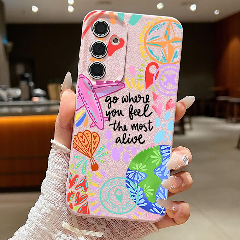 Чехол с мультяшным узором «Огненный шар» для Samsung Galaxy A57 A56 A55 A54 5G A37 A36 A35 A34 A17 A16 A15 A14 Кожаная текстура Силиконовая крышка