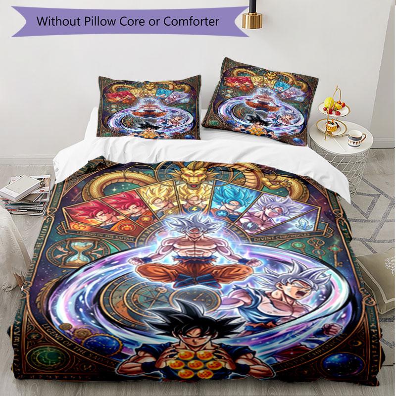3pcs Duvet Cover Set (1*Duvet Cover + 2*Pillowcase, Without Core), Dragon Ball Print Soft All‑Season Bedding Set, Home Bedroom Decor Gift