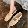 Fashion Heightened Hollow Baotou Half Slippers Women's Summer Wear Casual Woven Sandals Sandals Beach Sandals