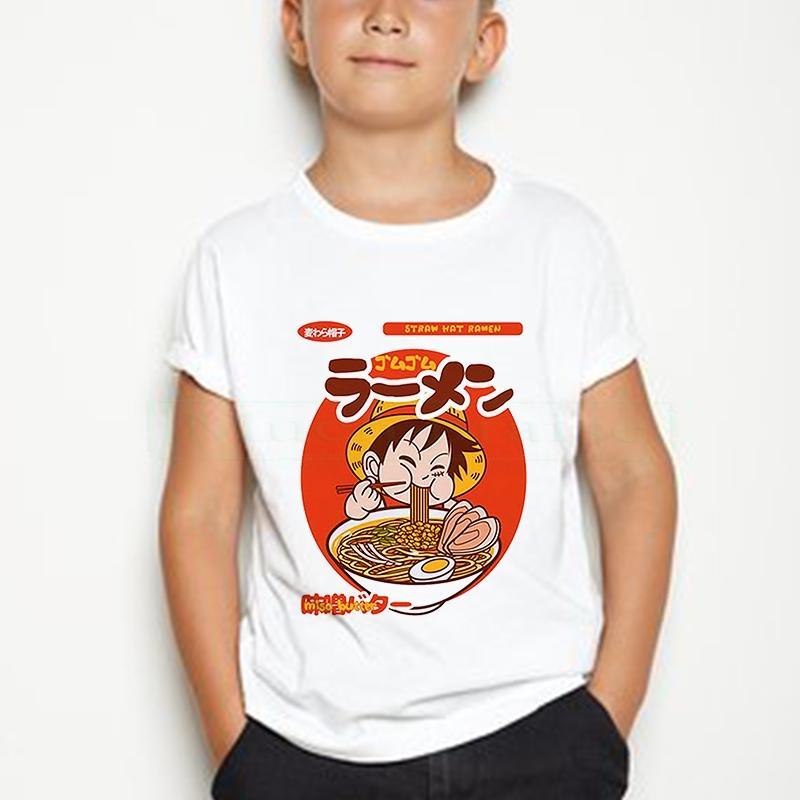 Summer Boys/Girls Casual Kawaii Cartoon Cotton Japanese Anime One Piece Kids 2-12 Year Short Sleeve T-shirt