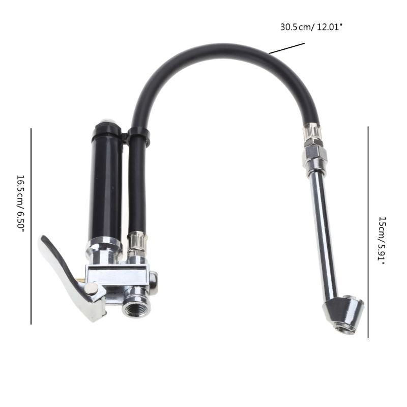 Сверхпрочный байонетный манометр для накачивания шин и колес с давлением 10–120 фунтов на кв. дюйм со шлангом и зажимным патроном «Straight On»