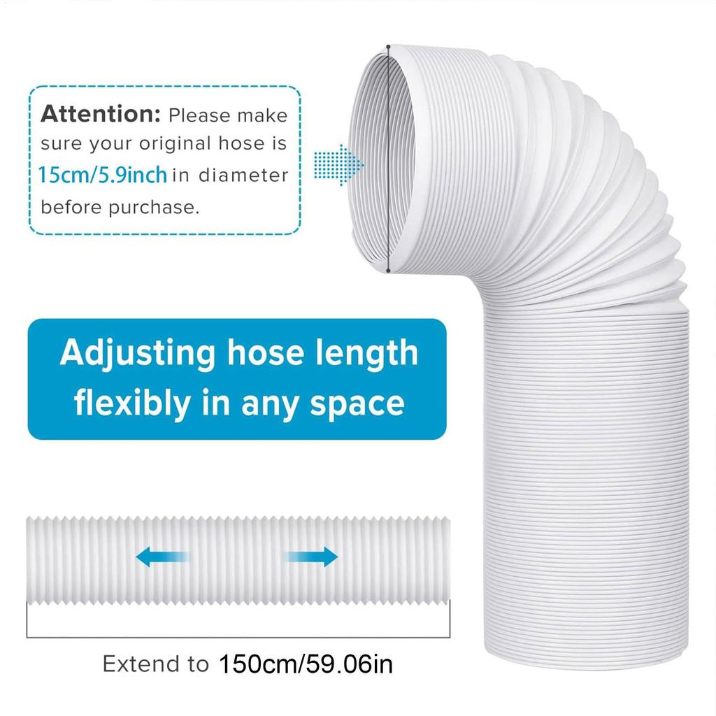 Portable Ac Hose Connector, Air Conditioner Exhaust Hose Adapter Fit 5.1in 5.9in Diameter Pipe Joint for Indoor Living Room