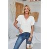 New Fashion Women's Lace V-neck Loose T-shirt Solid Color Ruffled Sleeves Spring Summer