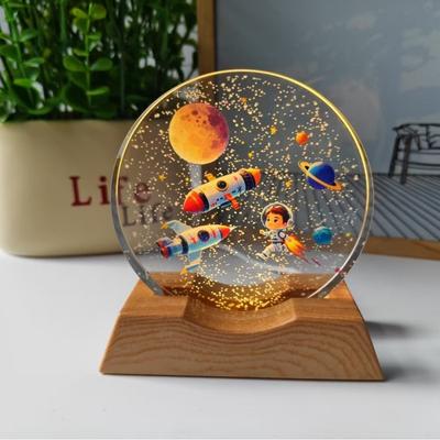 1 НАБОР Звездное небо Вселенная Галактика 3D Трехмерная Лазерная Цветная Печать Внутренняя Гравировка Хрустальный Шар Светящийся Ночник Украшение