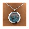 Stones and Minerals. Raw Paraiba Apatite Necklace. 25 Mm Medallion Model. Color Silver.