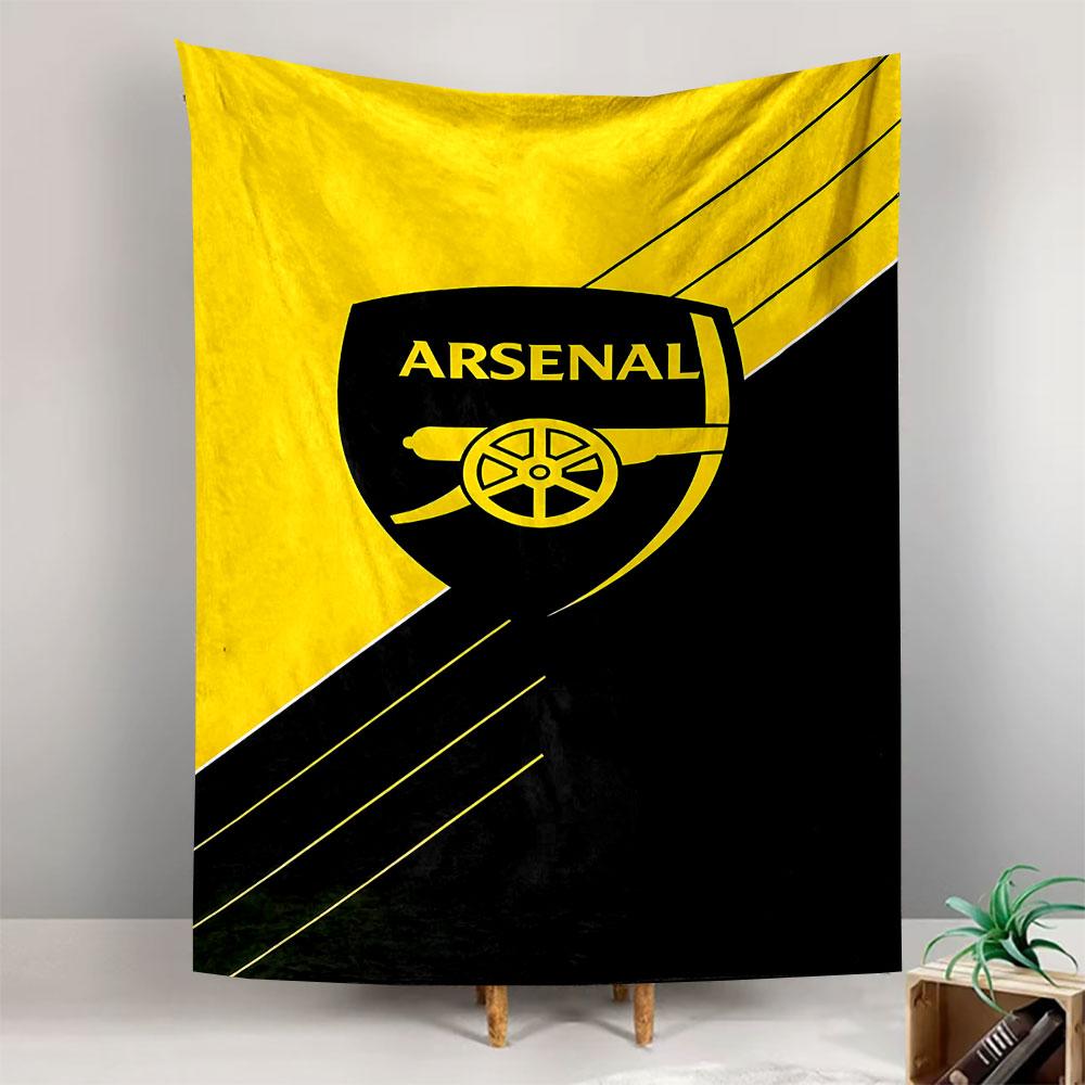Arsenal Football Club Cannon Logo Wall Tapestry Yellow Black Minimalist Fan Art Decor for Man Cave Bedroom Gift