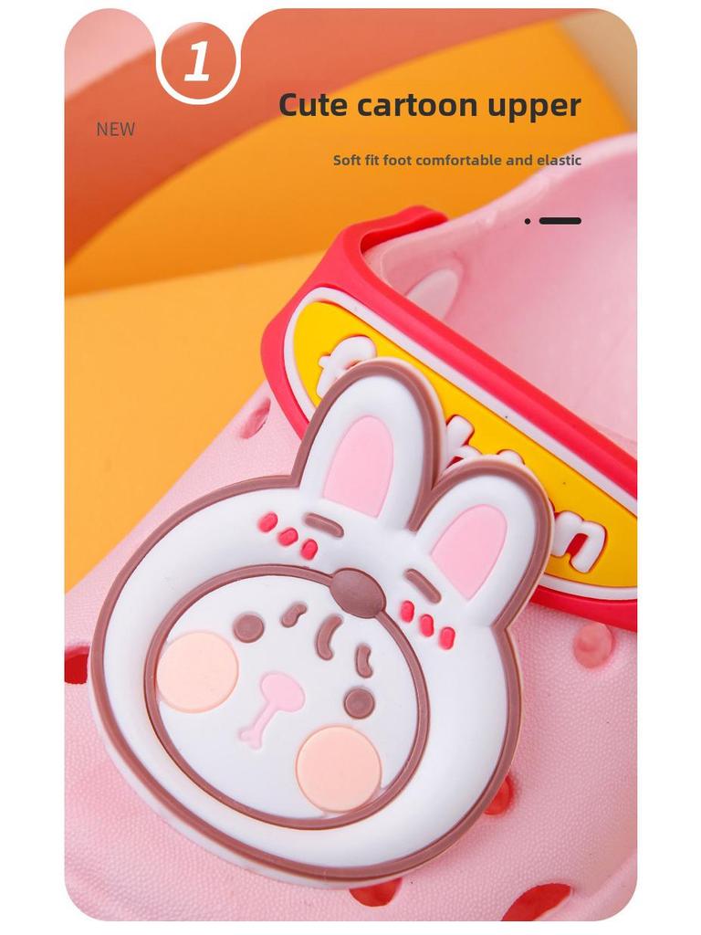 Детские милые летние шлепанцы с медведем, нескользящие: Мягкая подошва, крутые клоги для мальчиков и девочек