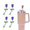 Rose Flower Straw Cover BPA Free Silicone Reusable Dust-proof No Spill 6-10MM Tumbler Straw Tip Plug Topper Protector Cup Accessories