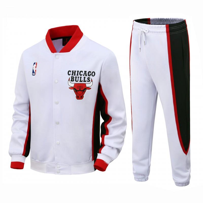 Мужской ретро-комплект из баскетбольной куртки и штанов Chicago Bulls Свободный крой Спортивная одежда Повседневная верхняя одежда