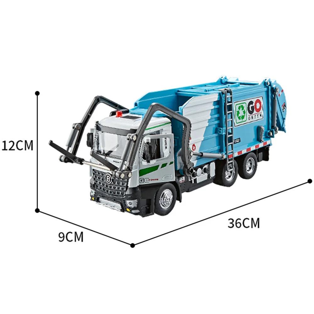 1:18 Large Scale Container Truck Sanitation Garbage Truck Model Toy Car Light Music Engineering Vehicle Boys Birthday Presents