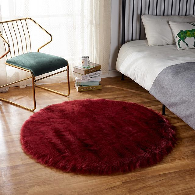 Living Room Round Artificial Fur Carpet Girl Bedroom Dressing Table Decor Rugs White Household Fluffy Bedside Thick Floor Mats