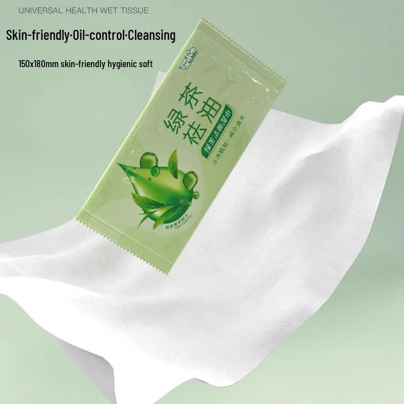 Green Tea Portable Wet Wipes: Individually Wrapped for Face, Sweaty Hands, Mouth – Ideal for Students, Military, Outings, and On-the-Go.
