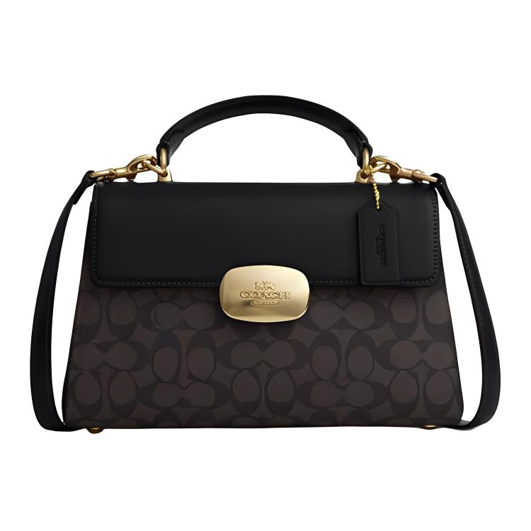 New COACH Eliza Artificial Leather Handbag Crossbody Bag Large Size Women's Black CW012-IMXAQ