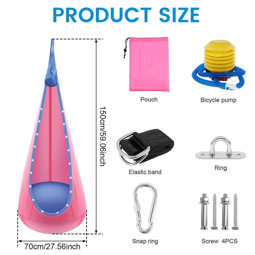 Подвесное кресло-качели с LED-лентой, регулируемый удобный надувной подвесной гамак, универсальный светящийся кокон для помещений и улицы