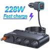 3 Socket Auto Socket Lighter Splitter 9 In 1 Car Charger Adapter with PD3.0*2+QC Quick Charge,228W 12V/20V Independent Switches DC for All Car