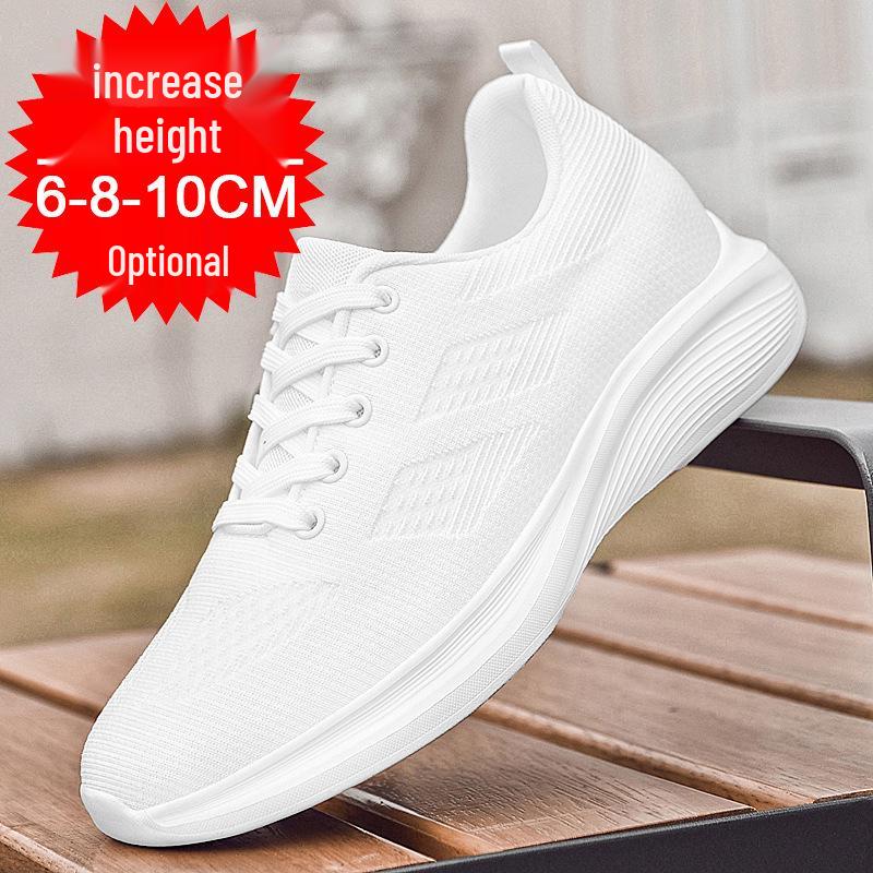 Стильные мужские легкие беговые кроссовки Flyknit со скрытой танкеткой 8 см, доступны большие размеры