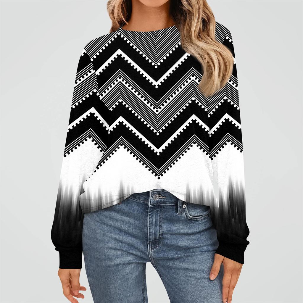 Women's Fashion Long Sleeve Shirts Loose Fitted Crewneck Basic Tops Casual Outfits