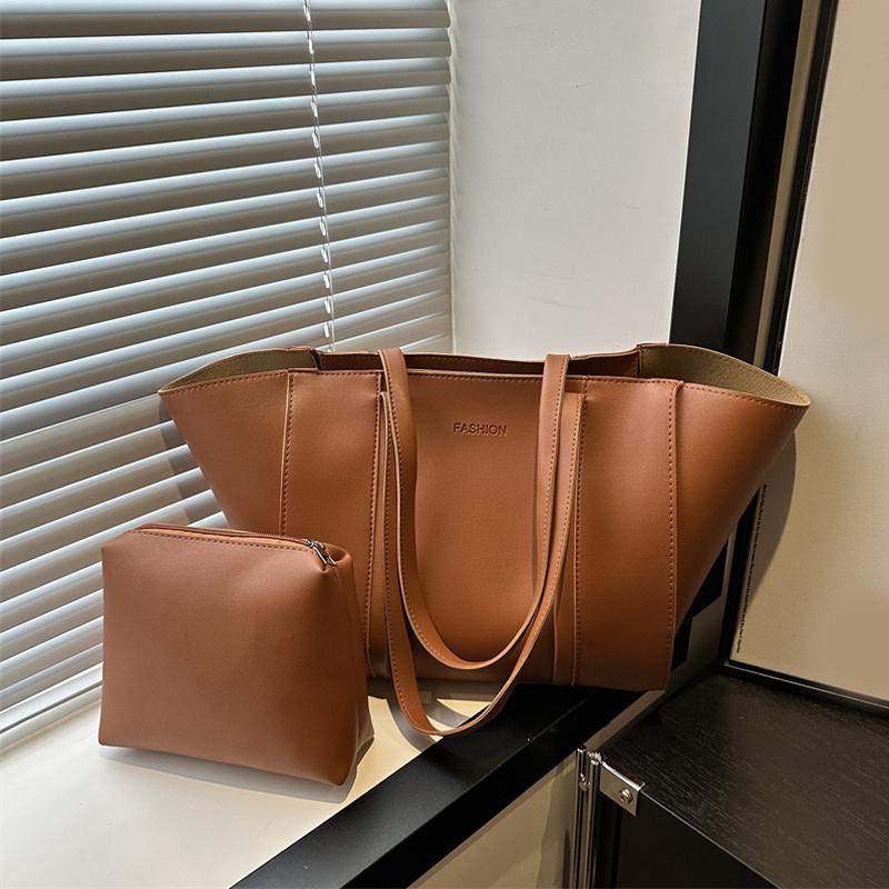 Минималистичный набор сумок-тоут с принтом букв из ПУ, на молнии, на плечо для женщин для покупок и повседневного использования