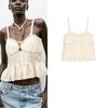 Summer Women's Clothing Ins Style V Neck Sleeveless Embroidery Trim Romantic Fashion Casual Tops 7200043