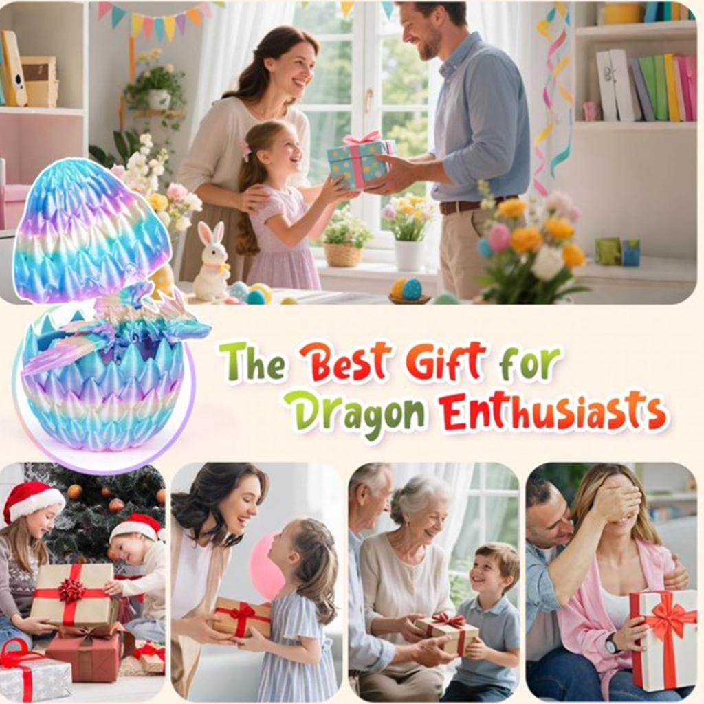 4 шт. 3D-печатное яйцо дракона с драконом внутри, пасхальные яйца, шарнирные хрустальные игрушки, наполнители для пасхальной корзины, загадочные мифические фигурки