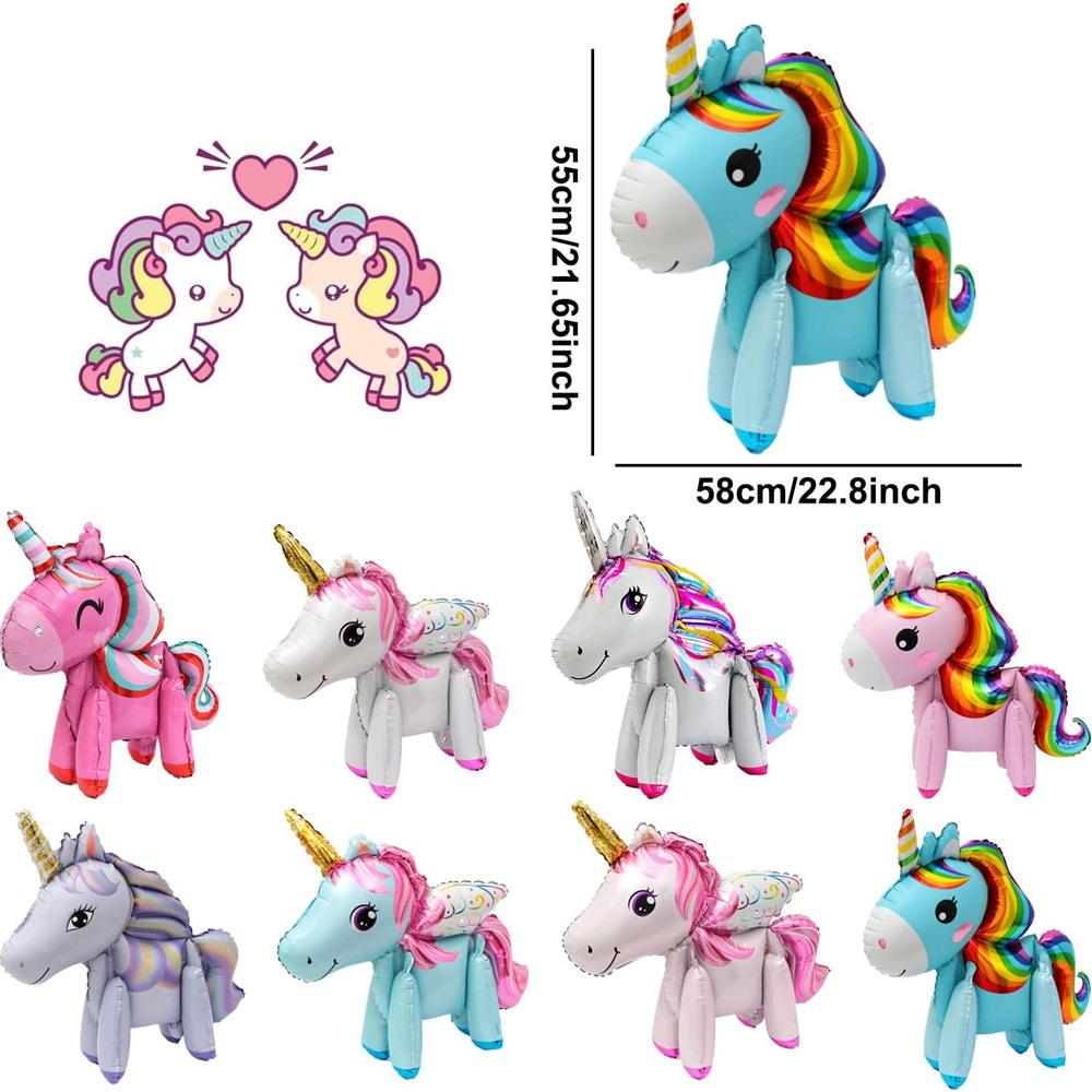 3D Воздушные шары из фольги с единорогом в полный рост для декора дня рождения, 8 шт.