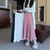 Новая вязаная юбка для женщин с высокой талией, свободными бедрами и узкой шерстяной юбкой средней длины, плиссированная юбка для женщин