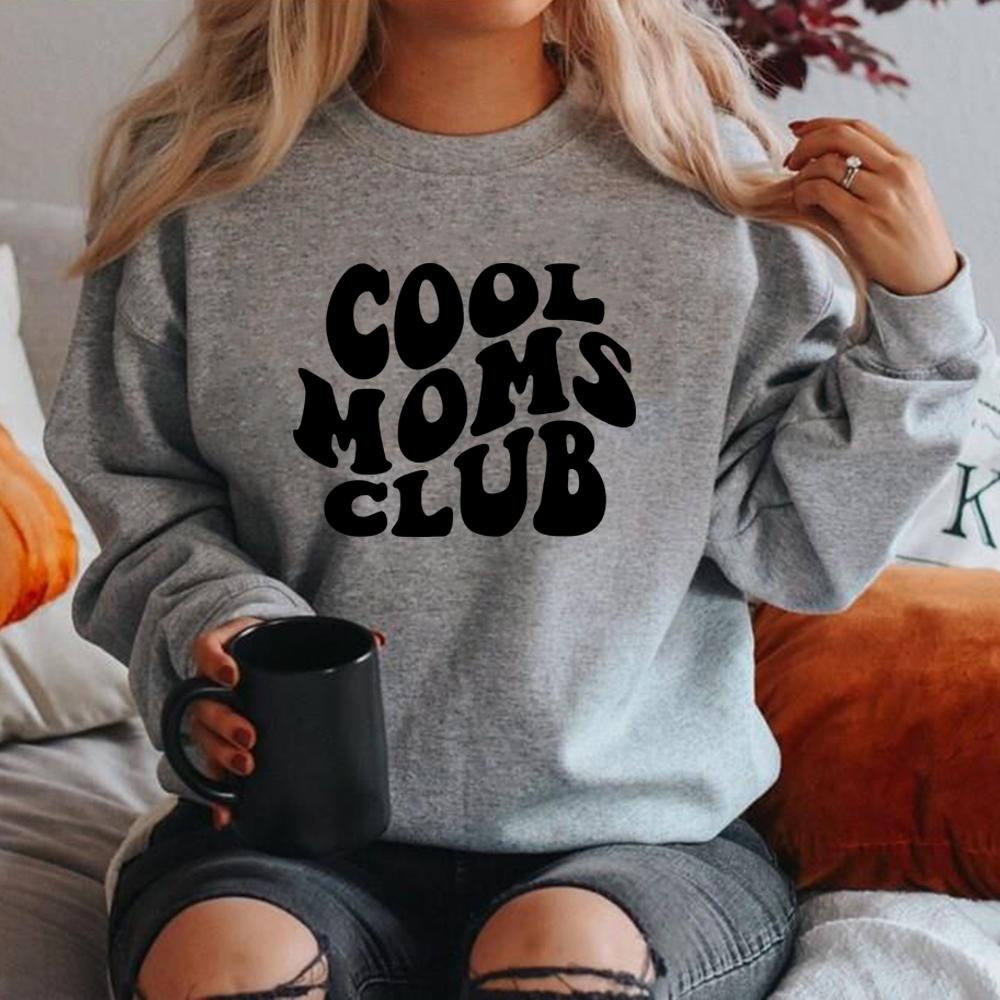 Толстовка Cool Moms Club, толстовки Mom Life, женские толстовки с длинным рукавом, повседневные толстовки с графическим принтом, подарок на день рождения для мам