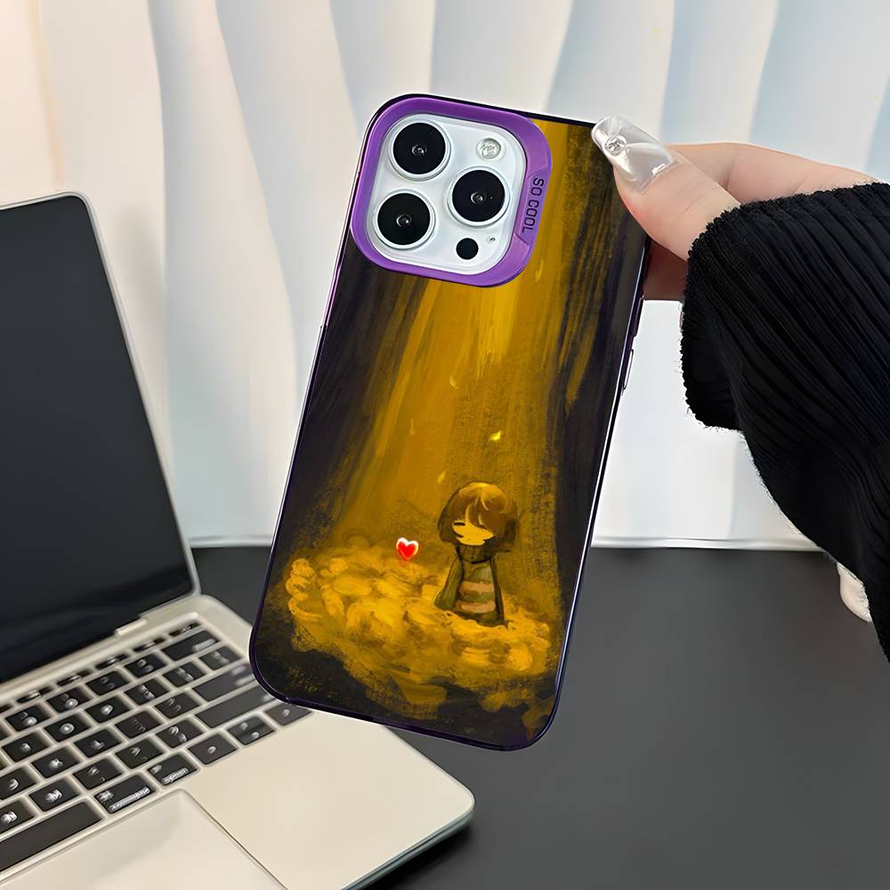 Чехол для телефона Game U-Undertale-es для iPhone 17,16,15,14,13,12,11,Mini,Pro,E,SE4,XS,MAX Фиолетовый Конфетный Матовый Чехол
