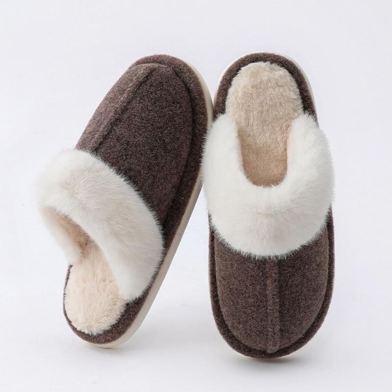 High-end Slippers Cotton Slippers Women's Thick-soled Outer Wear Couple Autumn and Winter Household Indoor Winter Fluffy Slippers Men