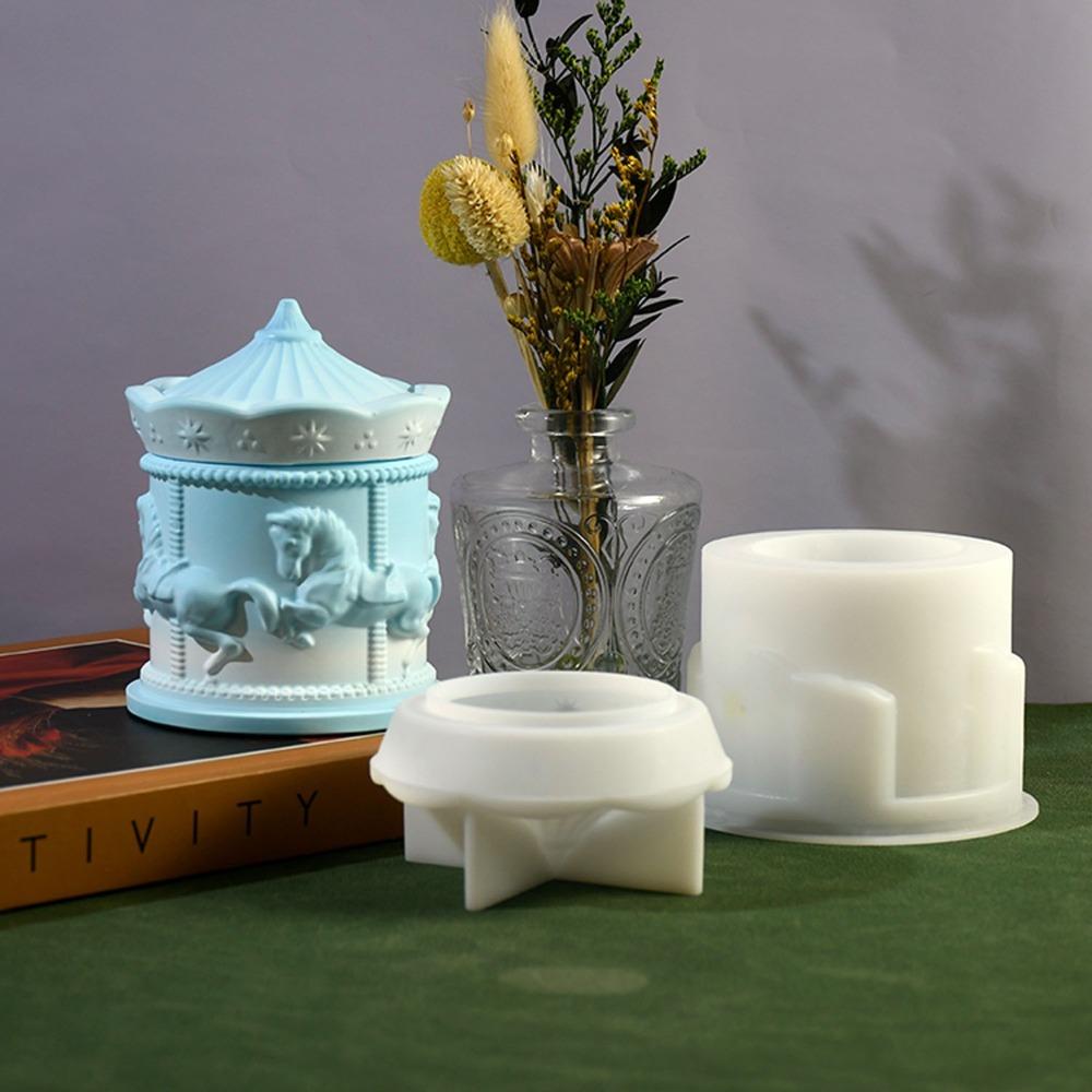 Элегантная карусель силиконовая форма 3D формы для стаканов для свечей эпоксидная цементная форма дом гостиная