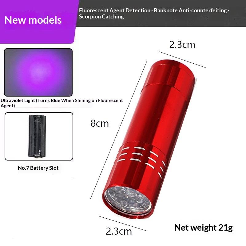 LED UV Collection: Purple Light Flashlight for Scorpion Detection, UV Inspection, Drying, and Banknote Verification — Mini Purple Light Torch