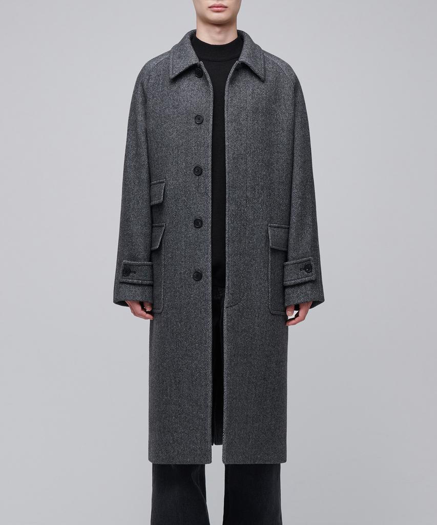 Musinsa Standard Manteco Herringbone Oversized Balmacaan Coat [Dark Grey]