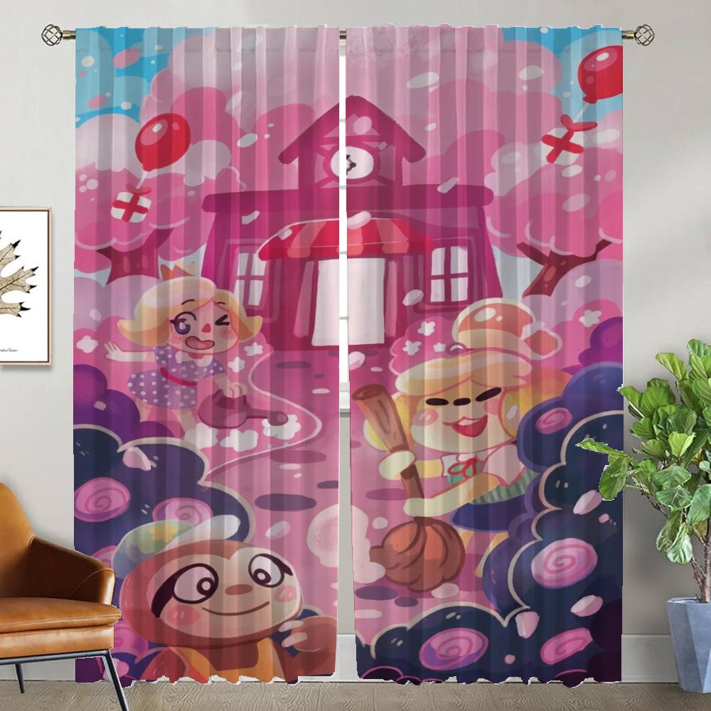 Modern Living Room Curtains for Camera Animal Crossings Halloween Decoration Home Interior Curtains 2 Pieces Shades Partition