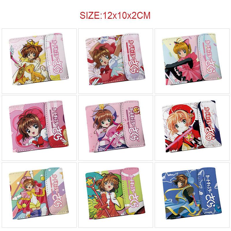 Cardcaptor Sakura Anime Wallet Short Trifold Snap Button Wear-Resistant Large Capacity Student Coin Purse 1pcs