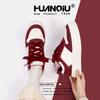 Global Thick Baseplate Shoes Women's 2025 Spring Versatile Original Burgundy Premium Women's Shoes ZHQ-XA120