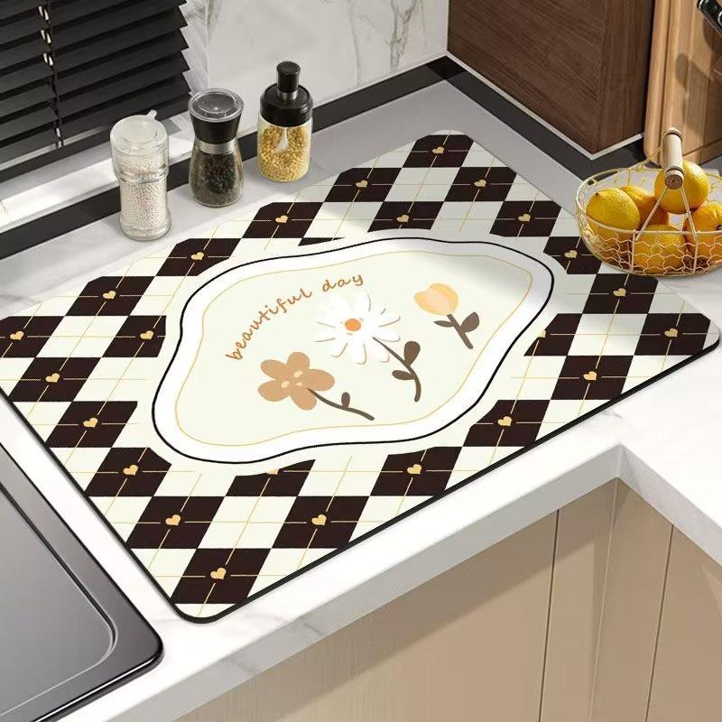 Кухонный коврик для сушки посуды из диатомовой земли, впитывающий воду, коврик для ног, ванный нескользящий коврик для пола, резиновый мягкий коврик