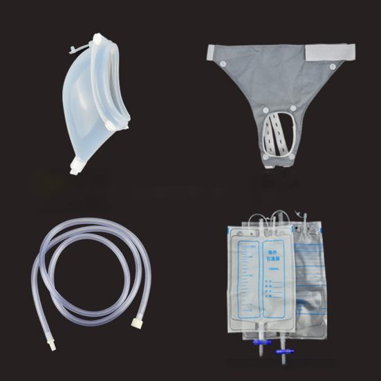 Wearable Urine Collector with 2 Drainage Bags Silicone Catching Capsule Breathable Fixation Pants for Elderly Patients