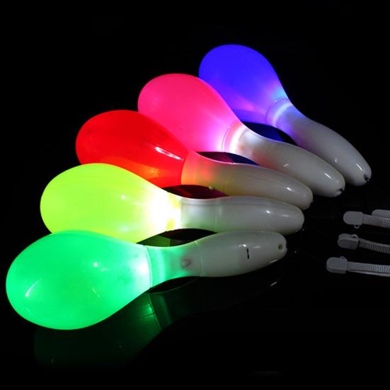LED Flashing Maraca Lanyard Percussion Musical Instrument Concert Favor Toy