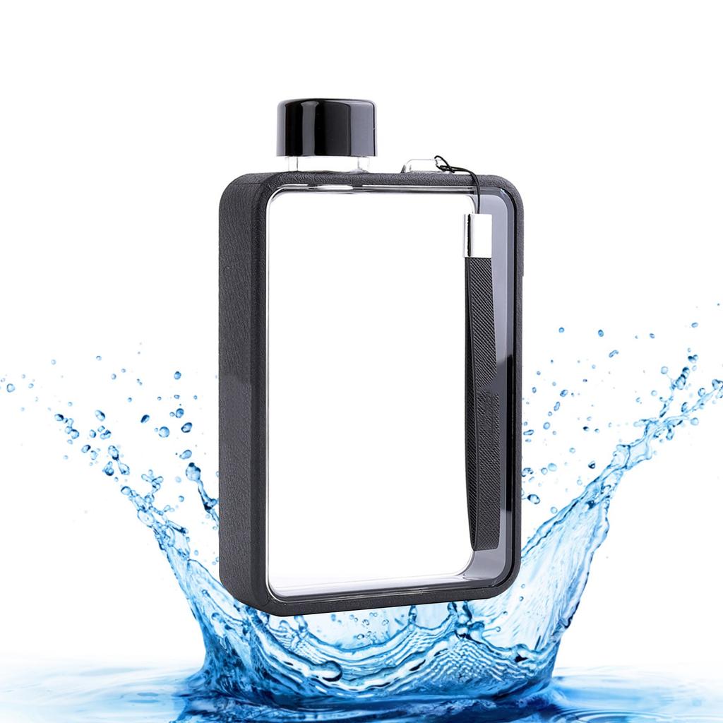 Спортивная плоская бутылка для воды, портативная дорожная фляга, бутылка для воды для занятий спортом на открытом воздухе, фитнеса, черная