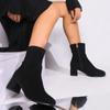 2024 New Fashion Women's Boots Versatile and Comfortable Solid Color Winter Zipper Decorated Thick Heel Women's Shoes Zapatos