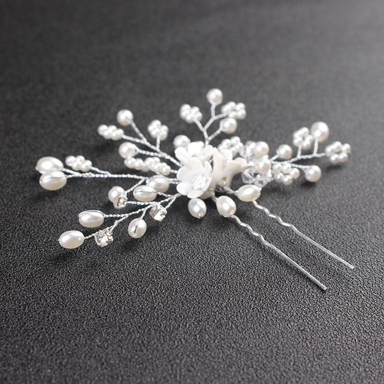 Свадебный головной убор, матовый цветок, аксессуары для волос, свадебные украшения ручной работы, жемчужная шпилька в форме диска, вилка для волос