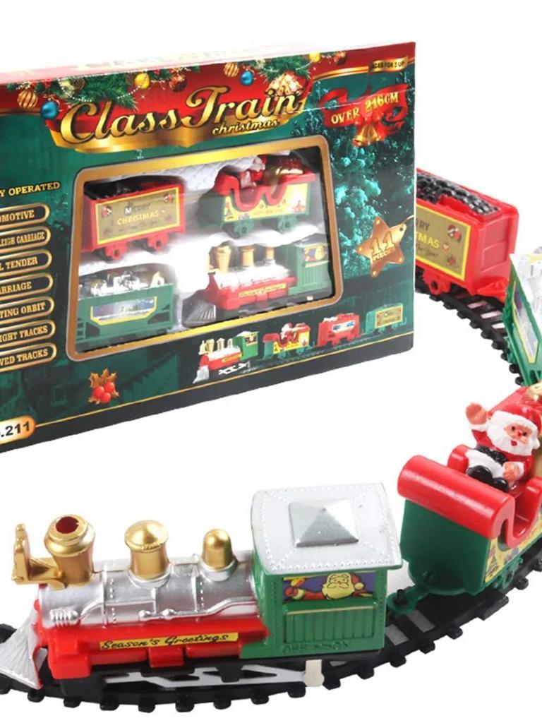 Christmas Realistic Electric Train Set,Easy To Ass-emble & Safe For Kids Gift & Party Home Xmas Tree Decoration