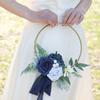 1PC Front Door Gold Hoop Bouquet Wedding Simulated Flower Hoop Wreath Artificial Rose Bridesmaid Bride Bridal Shower Party