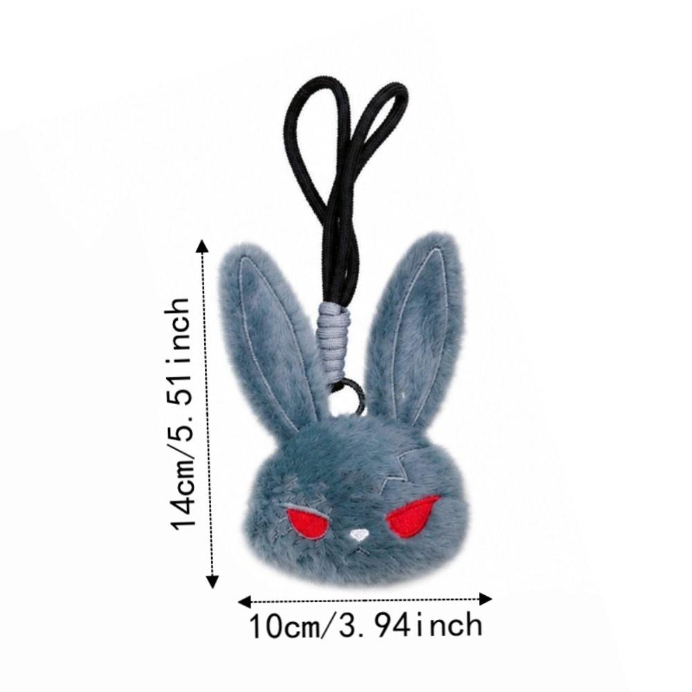 Dark Style Plush Rabbit Keyring Animal Halloween Key Rings Fluffy Backpack Pendant Men Women