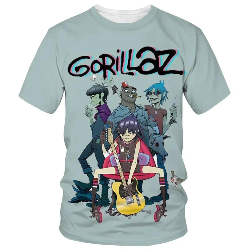 From Cartoon To Fashionable Gorillaz 3D Printed New T-shirt, Harajuku Style Casual Short Sleeved Hip-hop T-shirt for Men and Women, Street T-shirt