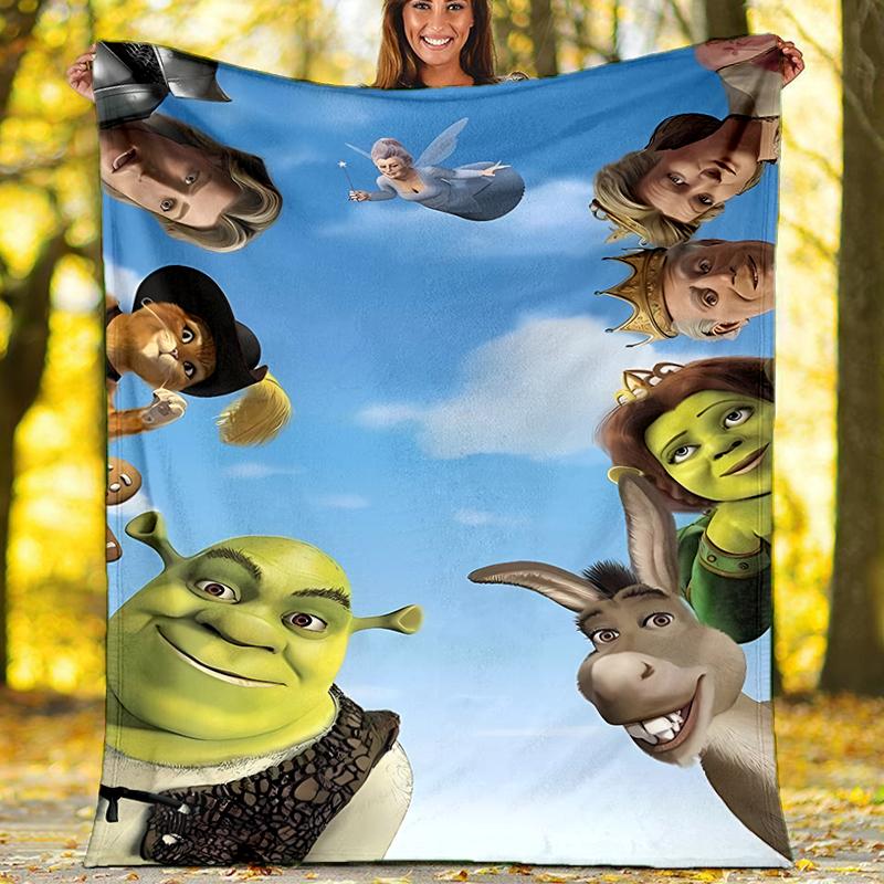 Shrek's Friends Flannel Fleece Blanket Cozy Warm Throw Blanket For Couch Bed Travel All Season Use